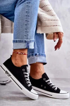 New Big Star Shoes Damskie Materiałowe Trampki Big Star KK274102 Czarne