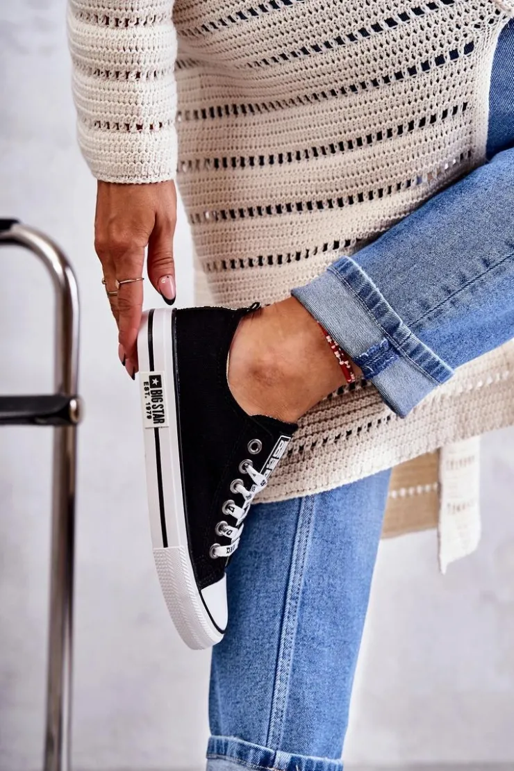 New Big Star Shoes Damskie Materiałowe Trampki Big Star KK274102 Czarne