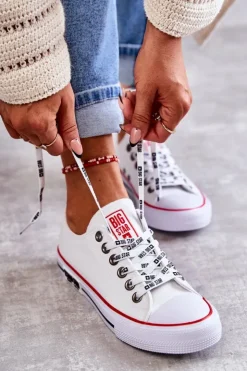 Damskie Big Star Shoes Damskie Materiałowe Trampki Big Star KK274101 Białe