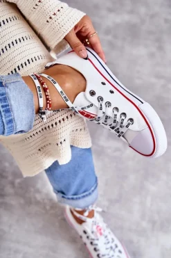 Damskie Big Star Shoes Damskie Materiałowe Trampki Big Star KK274101 Białe