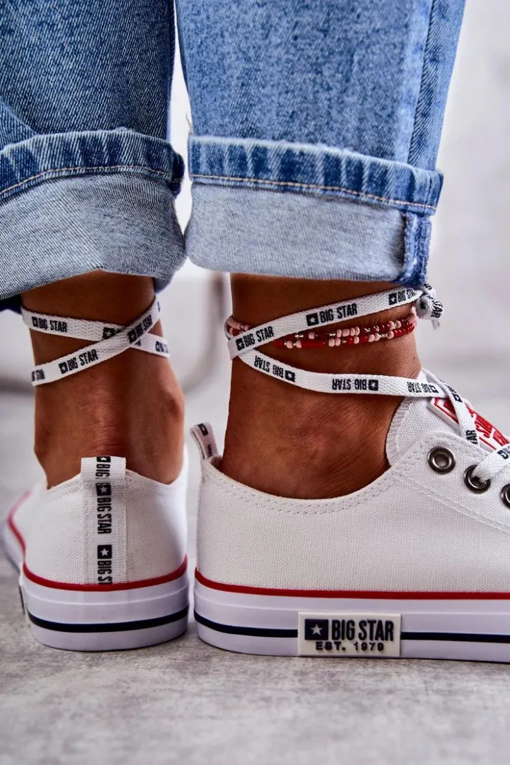 Damskie Big Star Shoes Damskie Materiałowe Trampki Big Star KK274101 Białe