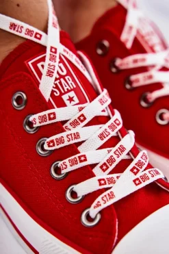 Damskie Big Star Shoes Damskie Materiałowe Trampki Big Star KK274104 Czerwone