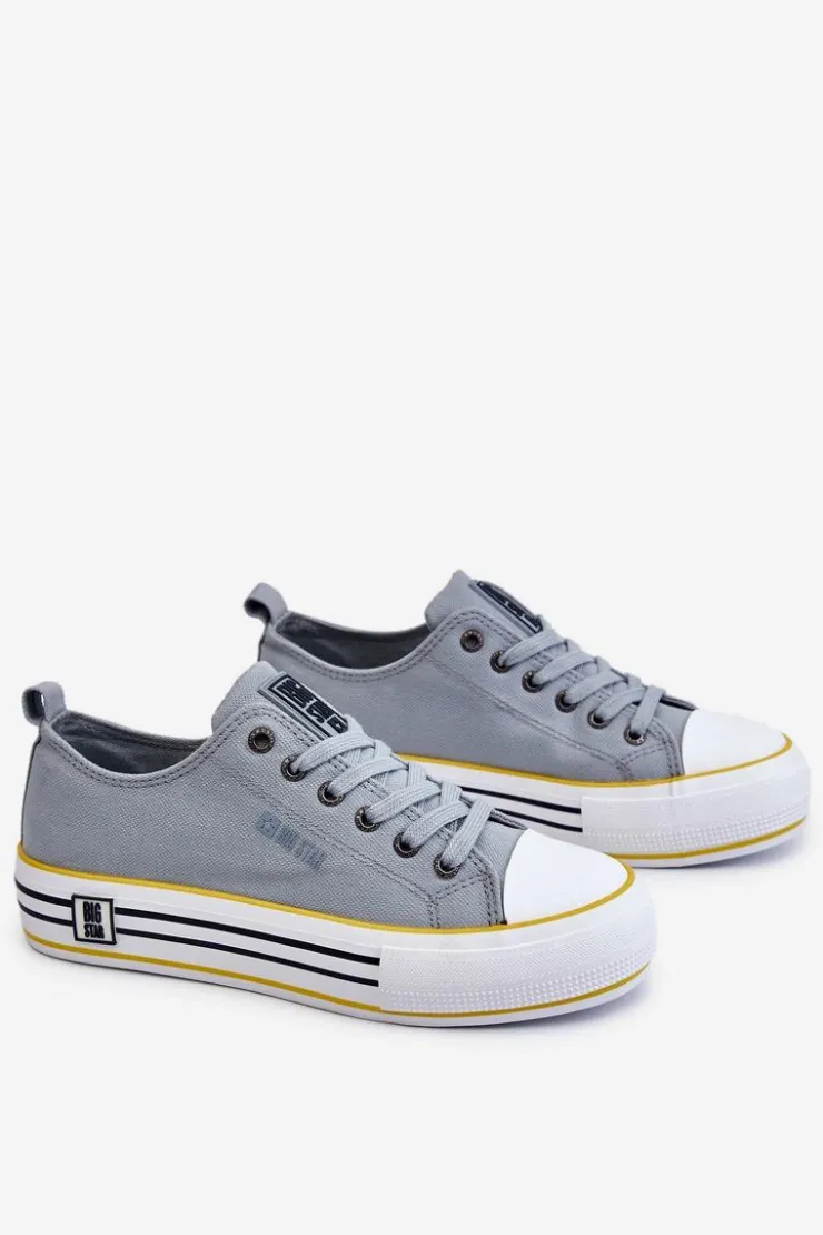 Clearance Big Star Shoes Damskie Materiałowe Trampki Na Platformie Big Star LL274183 Jasnoniebieskie