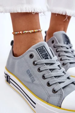 Clearance Big Star Shoes Damskie Materiałowe Trampki Na Platformie Big Star LL274183 Jasnoniebieskie