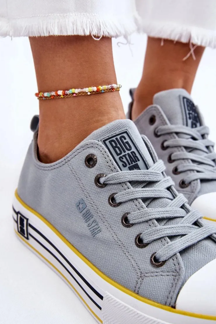 Clearance Big Star Shoes Damskie Materiałowe Trampki Na Platformie Big Star LL274183 Jasnoniebieskie