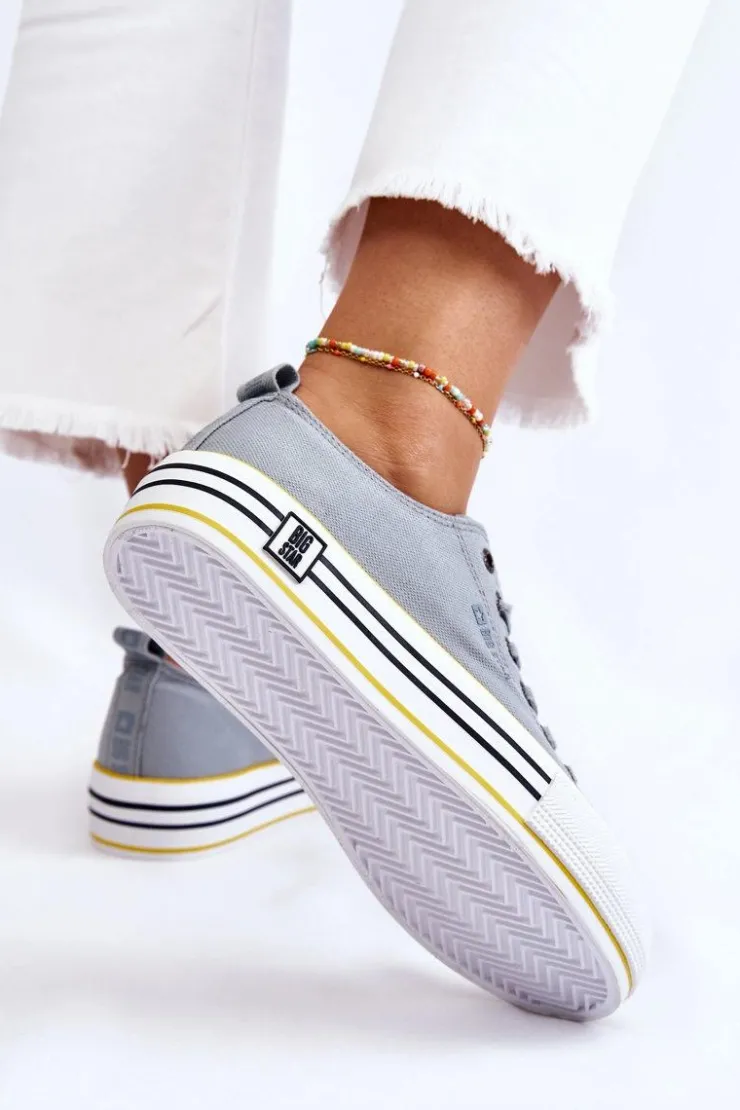 Clearance Big Star Shoes Damskie Materiałowe Trampki Na Platformie Big Star LL274183 Jasnoniebieskie