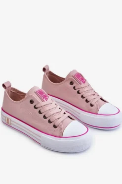 Damskie Big Star Shoes Damskie Materiałowe Trampki Na Platformie Big Star LL274181 Różowe