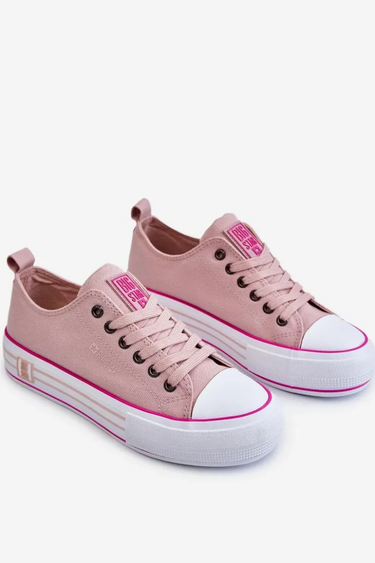 Damskie Big Star Shoes Damskie Materiałowe Trampki Na Platformie Big Star LL274181 Różowe