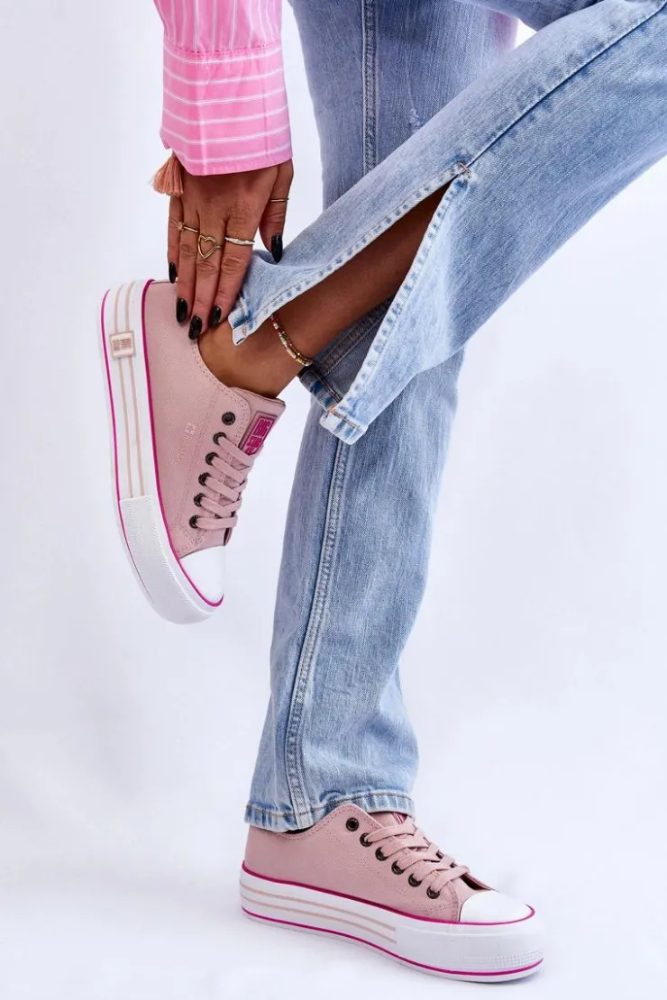 Damskie Big Star Shoes Damskie Materiałowe Trampki Na Platformie Big Star LL274181 Różowe