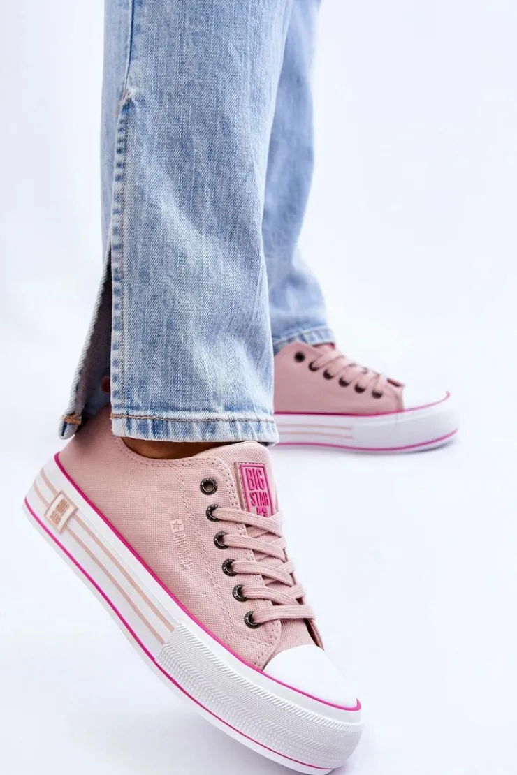 Damskie Big Star Shoes Damskie Materiałowe Trampki Na Platformie Big Star LL274181 Różowe