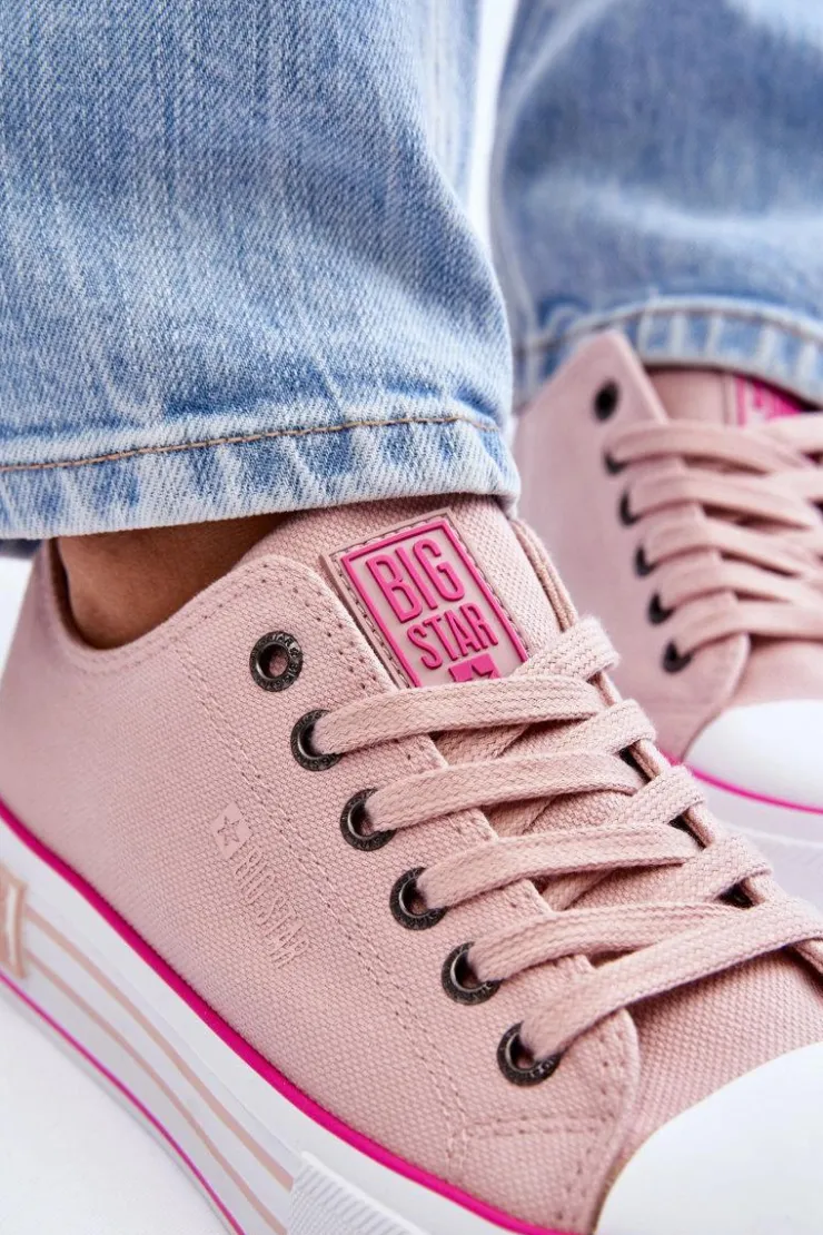 Damskie Big Star Shoes Damskie Materiałowe Trampki Na Platformie Big Star LL274181 Różowe