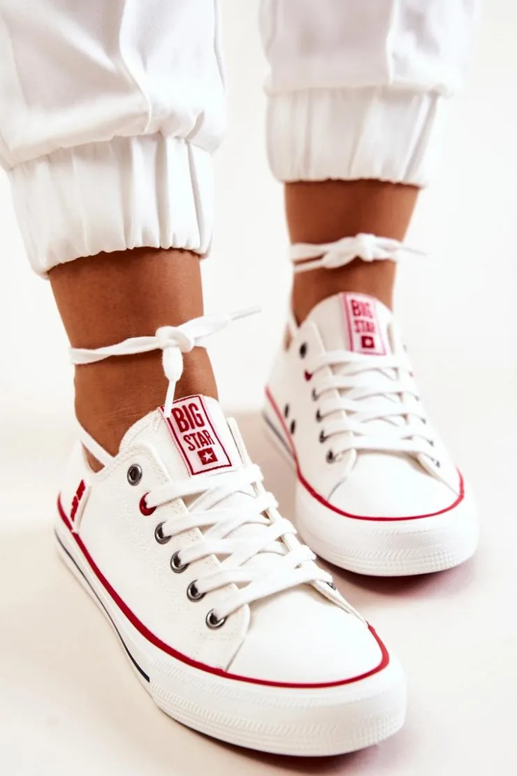 Damskie Big Star Shoes Damskie Materiałowe Trampki BIG STAR JJ274123 Białe