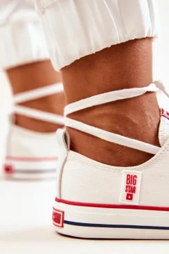 Damskie Big Star Shoes Damskie Materiałowe Trampki BIG STAR JJ274123 Białe