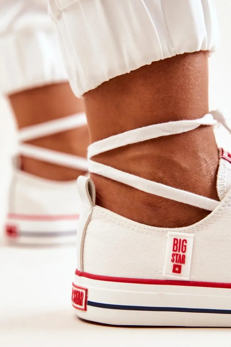 Damskie Big Star Shoes Damskie Materiałowe Trampki BIG STAR JJ274123 Białe