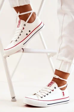 Damskie Big Star Shoes Damskie Materiałowe Trampki BIG STAR JJ274123 Białe