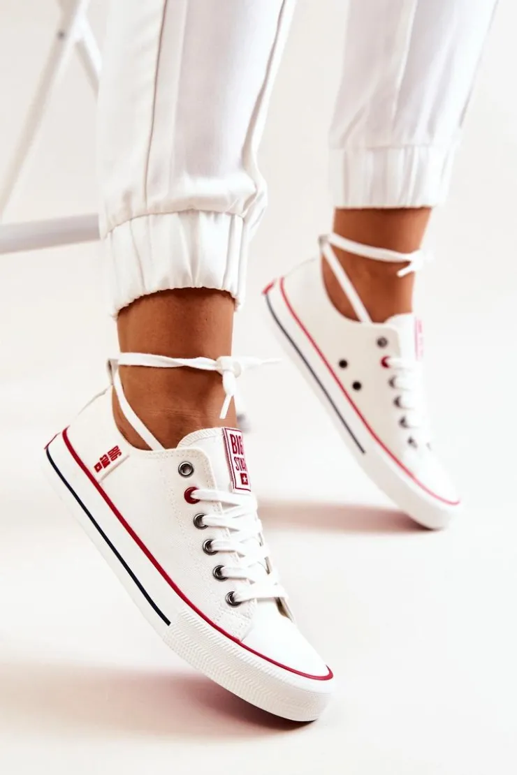 Damskie Big Star Shoes Damskie Materiałowe Trampki BIG STAR JJ274123 Białe