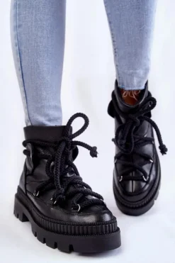 Sale Boto Damskie Modne Botki Śniegowce Czarne Kallen Czarny