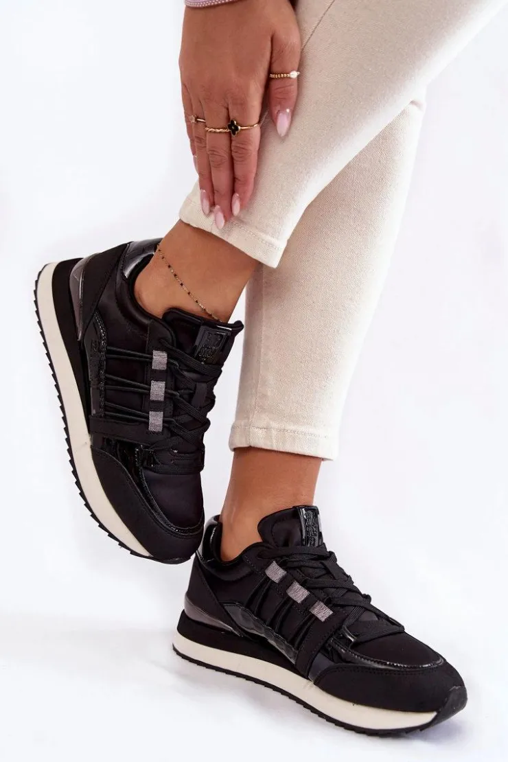 Damskie Big Star Shoes Damskie Modne Buty Sportowe Big Star KK274110 Czarne