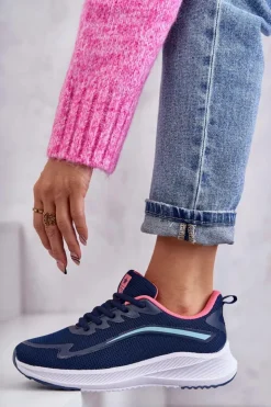 Hot Evento Damskie Modne Buty Sportowe Sneakersy Granatowe Ida