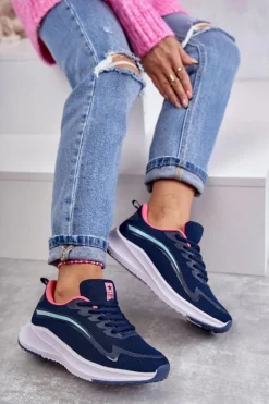 Hot Evento Damskie Modne Buty Sportowe Sneakersy Granatowe Ida
