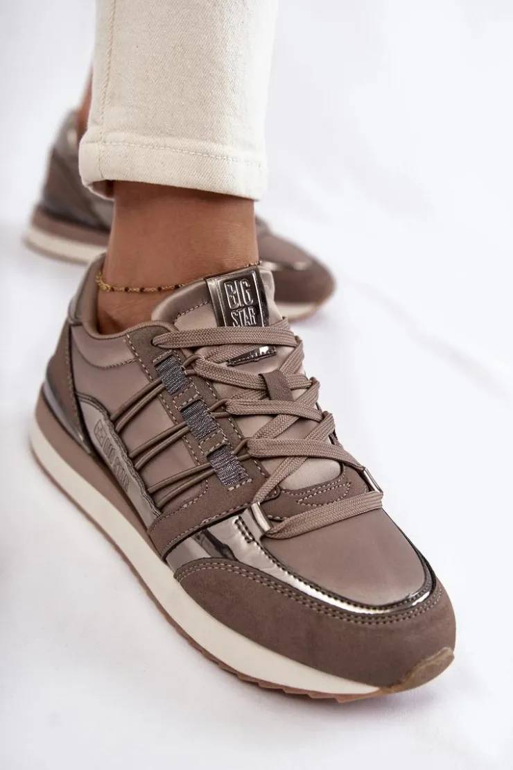 Big Star Shoes Buty Sportowe Big Star|Sneakersy Damskie*Damskie Modne Buty Sportowe Big Star KK274112 Ciemnoszare