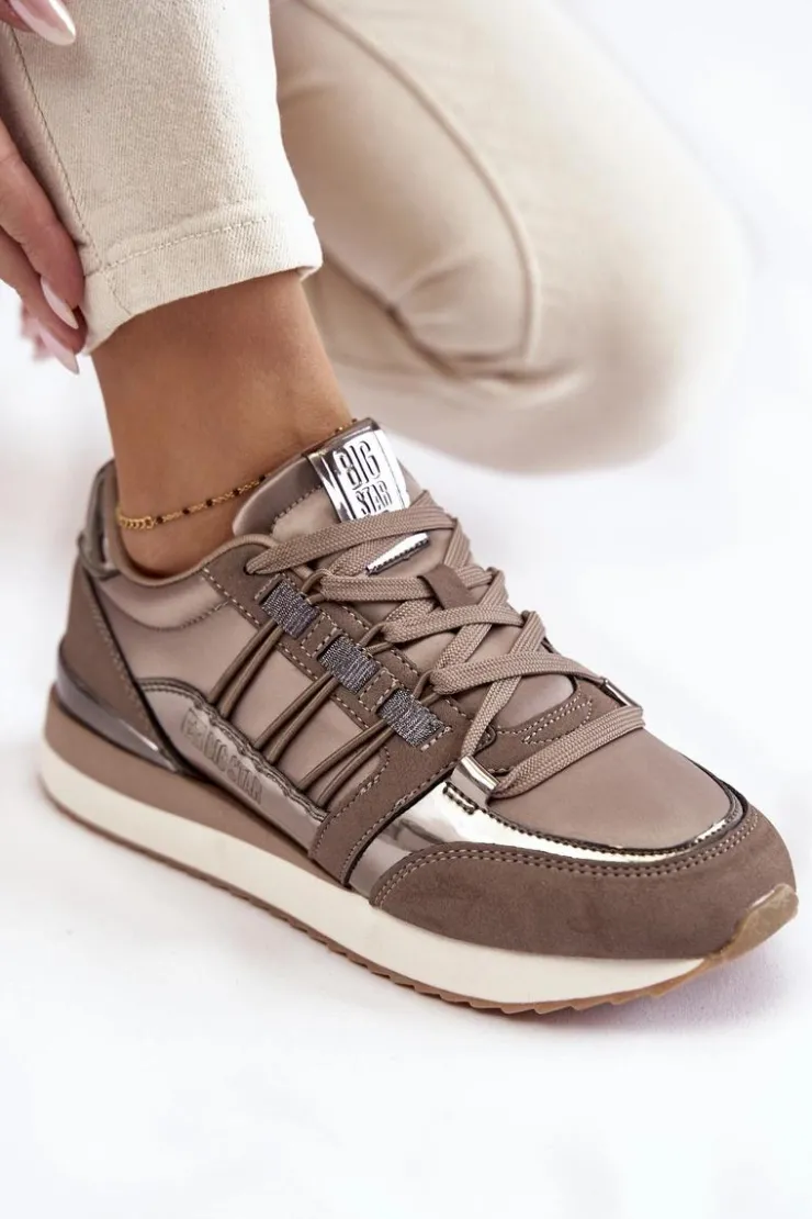 Big Star Shoes Buty Sportowe Big Star|Sneakersy Damskie*Damskie Modne Buty Sportowe Big Star KK274112 Ciemnoszare