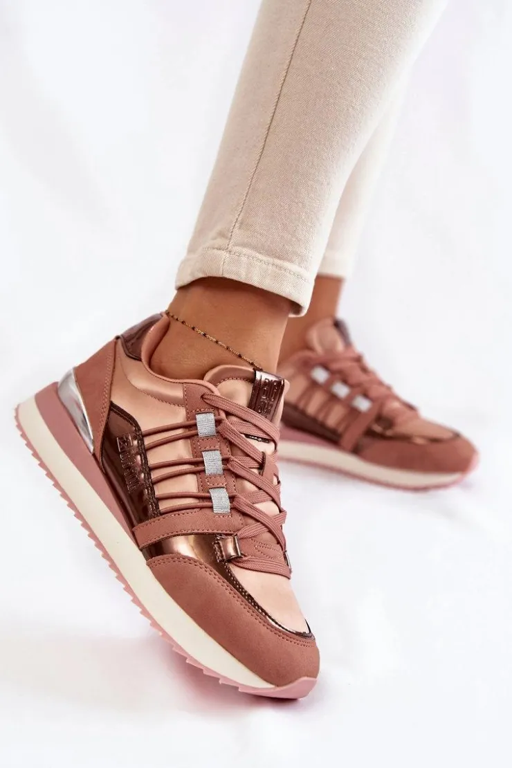 Big Star Shoes Buty Sportowe Big Star|Sneakersy Damskie*Damskie Modne Buty Sportowe Big Star KK274111 Różowe