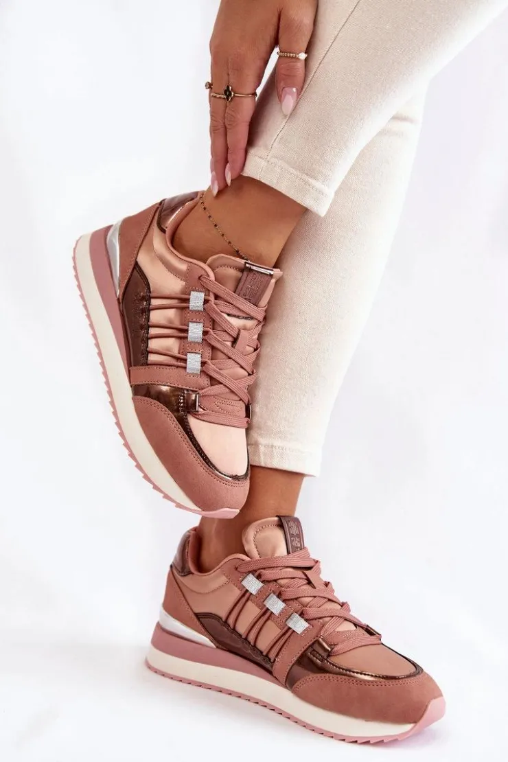 Big Star Shoes Buty Sportowe Big Star|Sneakersy Damskie*Damskie Modne Buty Sportowe Big Star KK274111 Różowe