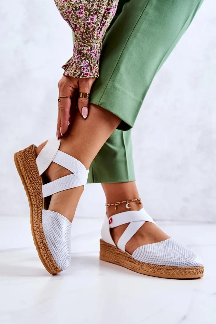 Hot Big Star Shoes Damskie Modne Espadryle Big Star JJ276036 Białe