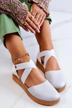 Hot Big Star Shoes Damskie Modne Espadryle Big Star JJ276036 Białe