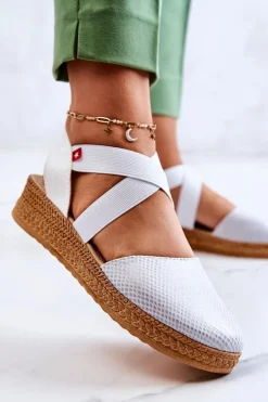 Hot Big Star Shoes Damskie Modne Espadryle Big Star JJ276036 Białe