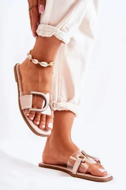 Damskie Boto Damskie Modne Klapki Beżowe Marsala