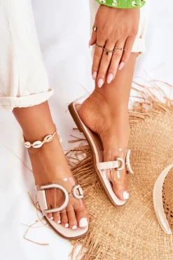 Damskie Boto Damskie Modne Klapki Beżowe Marsala