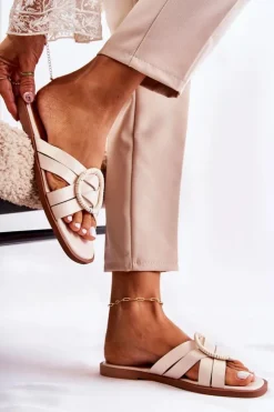 Boto Klapki Damskie Klasyczne*Damskie Modne Klapki Beżowe Sansa