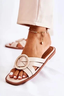 Boto Klapki Damskie Klasyczne*Damskie Modne Klapki Beżowe Sansa