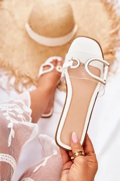 Best Boto Damskie Modne Klapki Białe Marsala