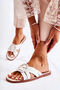 Boto Damskie Modne Klapki Białe Sansa