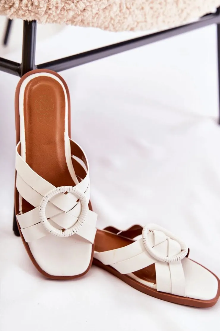 Boto Damskie Modne Klapki Białe Sansa