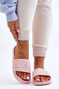 Big Star Shoes Klapki Damskie Big Star|Klapki Damskie Klasyczne*Damskie Modne Klapki Big Star LL274A157 Jasnoróżowe Różowy