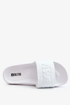 Best Big Star Shoes Damskie Modne Klapki Big Star LL274A159 Białe Biały