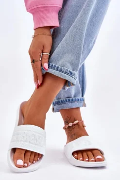 Best Big Star Shoes Damskie Modne Klapki Big Star LL274A159 Białe Biały