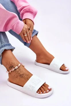 Best Big Star Shoes Damskie Modne Klapki Big Star LL274A159 Białe Biały