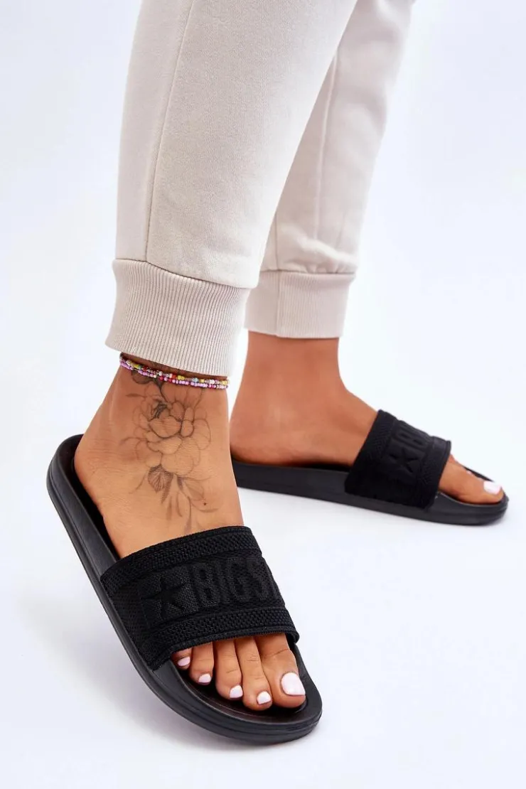 Big Star Shoes Klapki Damskie Big Star|Klapki Damskie Klasyczne*Damskie Modne Klapki Big Star LL274A158 Czarne