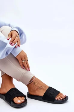 Big Star Shoes Klapki Damskie Big Star|Klapki Damskie Klasyczne*Damskie Modne Klapki Big Star LL274A158 Czarne