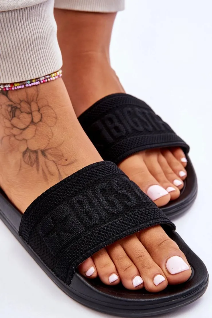 Big Star Shoes Klapki Damskie Big Star|Klapki Damskie Klasyczne*Damskie Modne Klapki Big Star LL274A158 Czarne