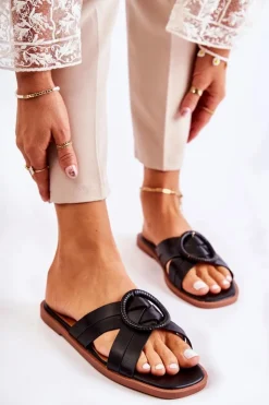 Boto Klapki Damskie Klasyczne*Damskie Modne Klapki Czarne Sansa Czarny