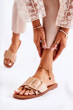 Boto Klapki Damskie Klasyczne*Damskie Modne Klapki Na Lato Cappuccino Sylvia