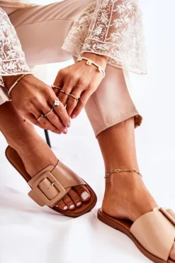 Boto Klapki Damskie Klasyczne*Damskie Modne Klapki Na Lato Cappuccino Sylvia