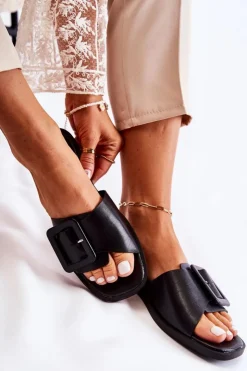 Boto Klapki Damskie Klasyczne*Damskie Modne Klapki Na Lato Czarne Sylvia