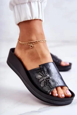 Buty damskie Vinceza Klapki Damskie Klasyczne*Damskie Modne Klapki Z Ozdobą Czarne Holle